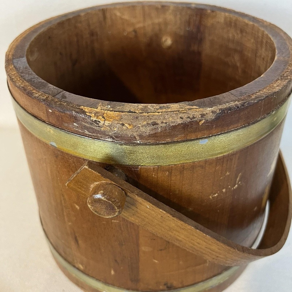 Antique/Vintage Wooden Brass Banded Shoe Shine Bucket Firkin‎ Shaker Style - Picture 16 of 16